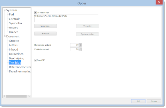 dialog window for inserting title block into a drawing