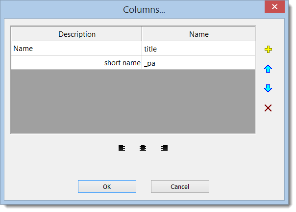 list of pages - columns